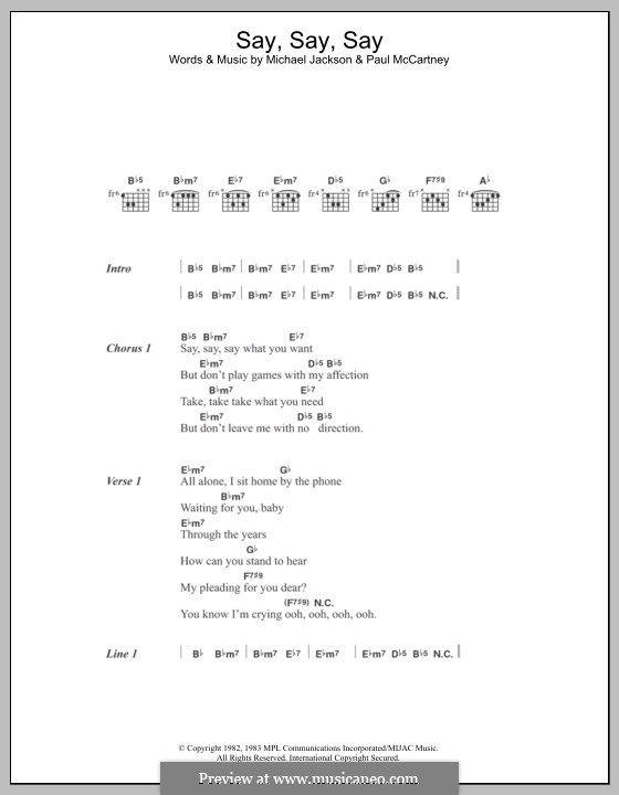 Say Say Say: Text und Akkorde by Michael Jackson, Paul McCartney