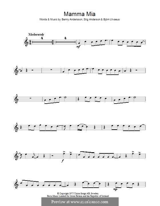Mamma Mia (ABBA): Für Violine by Benny Andersson, Björn Ulvaeus, Stig Anderson