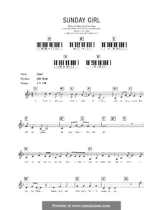 Sunday Girl (Blondie): Für Keyboard by Chris Stein