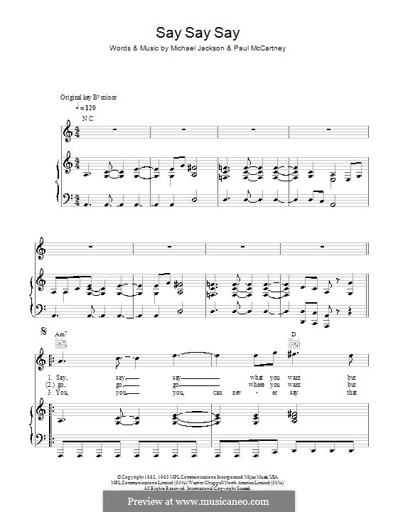 Say Say Say: Für Stimme und Klavier (oder Gitarre) by Michael Jackson, Paul McCartney