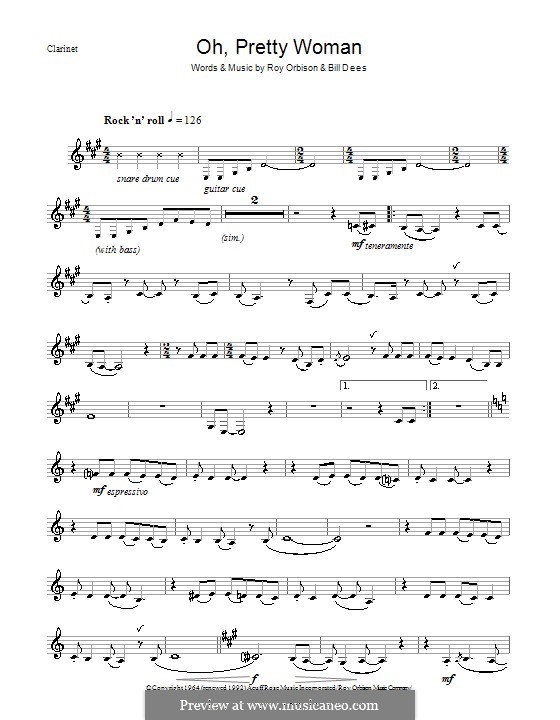 Oh, Pretty Woman: Für Klarinette by Bill Dees, Roy Orbison