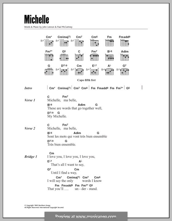 Michelle (The Beatles): Text und Akkorde by John Lennon, Paul McCartney