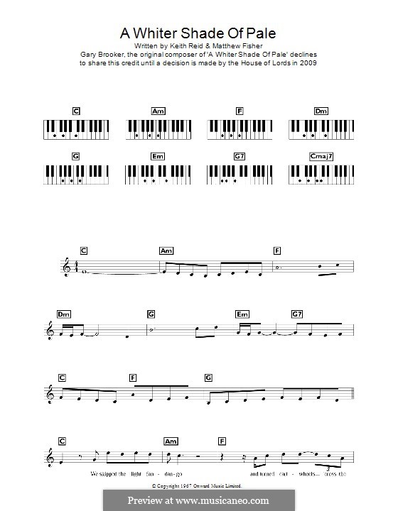A Whiter Shade of Pale (Procol Harum): Für Keyboard by Gary Brooker