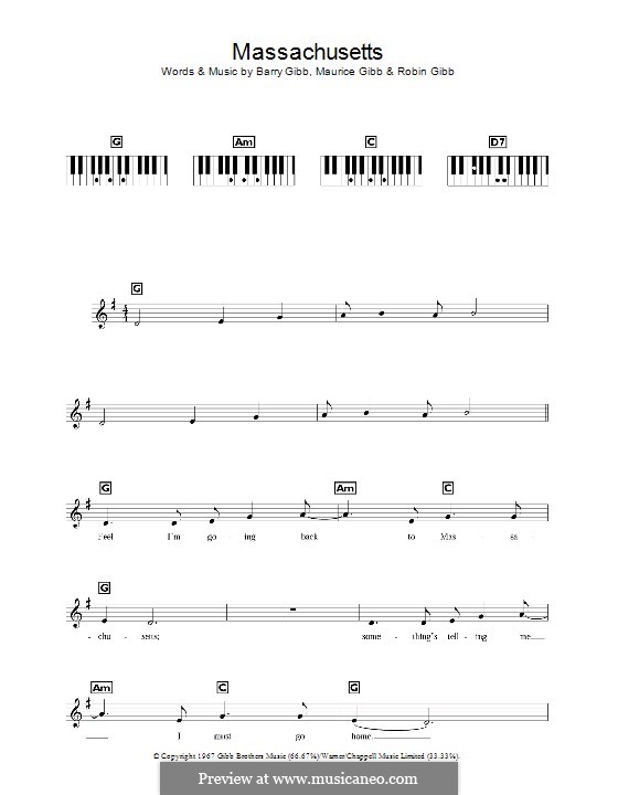 Massachusetts (The Lights Went Out): Für Keyboard (The Bee Gees) by Barry Gibb, Maurice Gibb, Robin Gibb