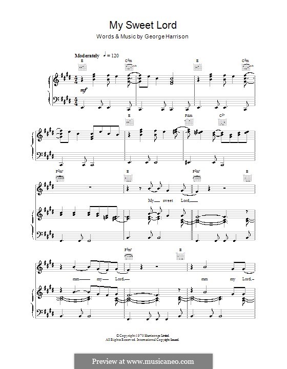 My Sweet Lord: Für Stimme und Klavier (oder Gitarre) by George Harrison