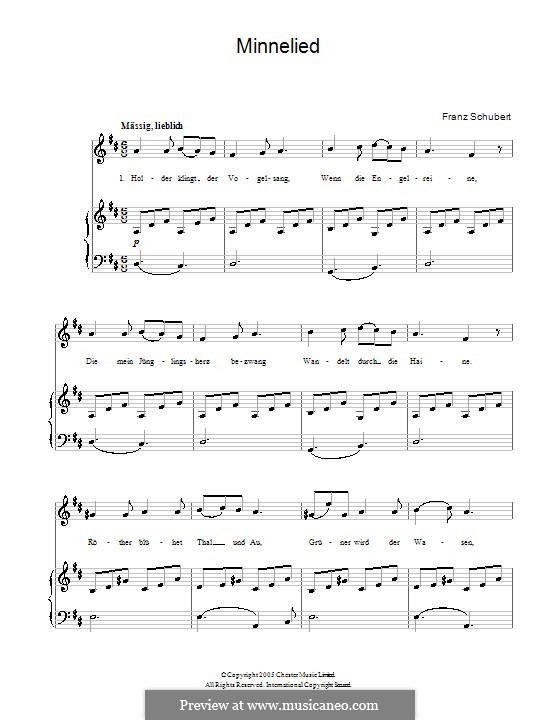 Minnelied, D.429: Klavierauszug mit Singstimmen by Franz Schubert