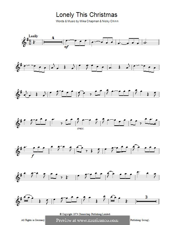 Lonely This Christmas (Mud): Für Altsaxophon by Mike Chapman, Nicky Chinn