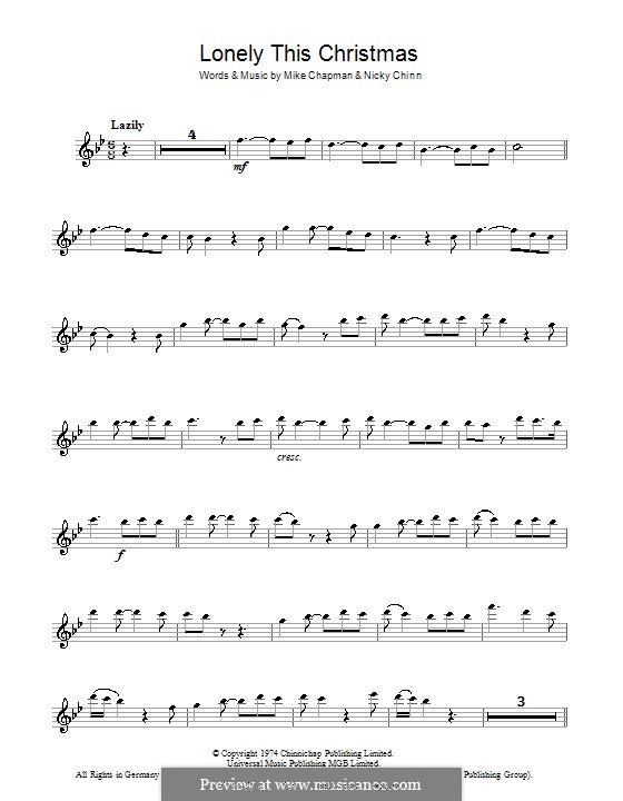 Lonely This Christmas (Mud): Für Flöte by Mike Chapman, Nicky Chinn