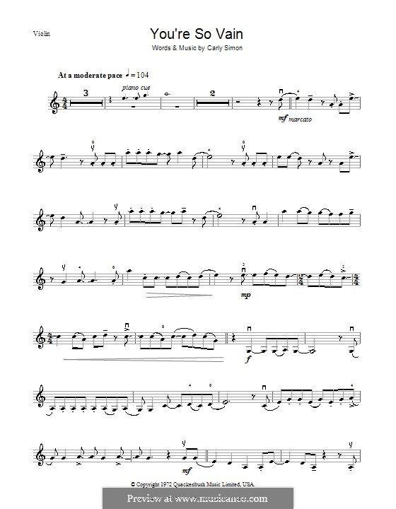 You're So Vain: Für Violine by Carly Simon