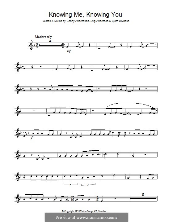 Knowing Me, Knowing You (ABBA): Für Altsaxophon by Benny Andersson, Björn Ulvaeus, Stig Anderson
