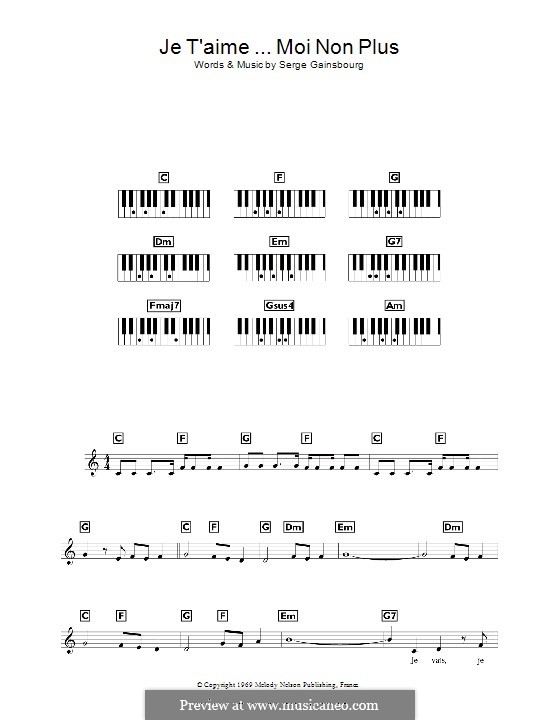 Je T'aime... Moi Non Plus: Für Keyboard by Serge Gainsbourg