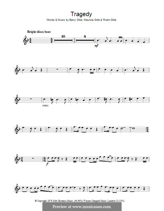 Tragedy (The Bee Gees): Für Klarinette by Barry Gibb, Maurice Gibb, Robin Gibb