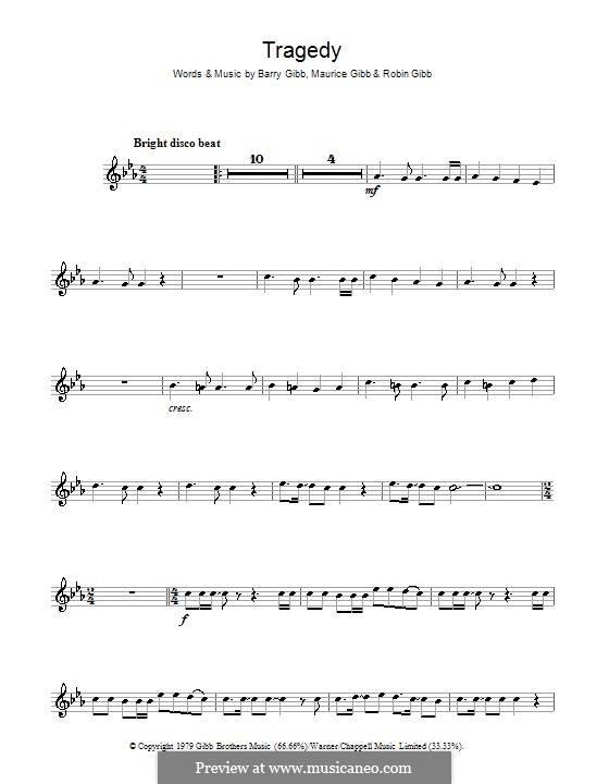 Tragedy (The Bee Gees): Für Flöte by Barry Gibb, Maurice Gibb, Robin Gibb