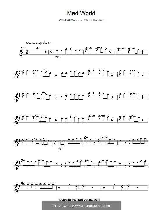 Mad World (Gary Jules & Michael Andrews): Für Flöte by Roland Orzabal