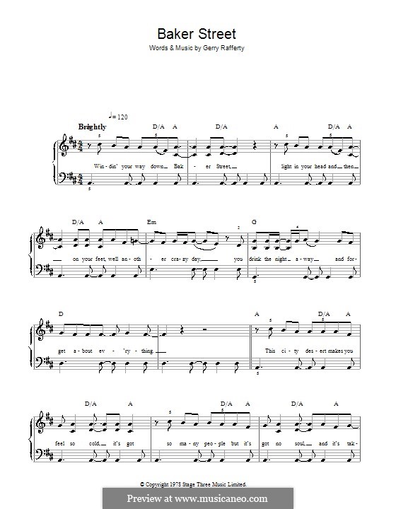 Baker Street: Einfache Noten für Klavier by Gerry Rafferty