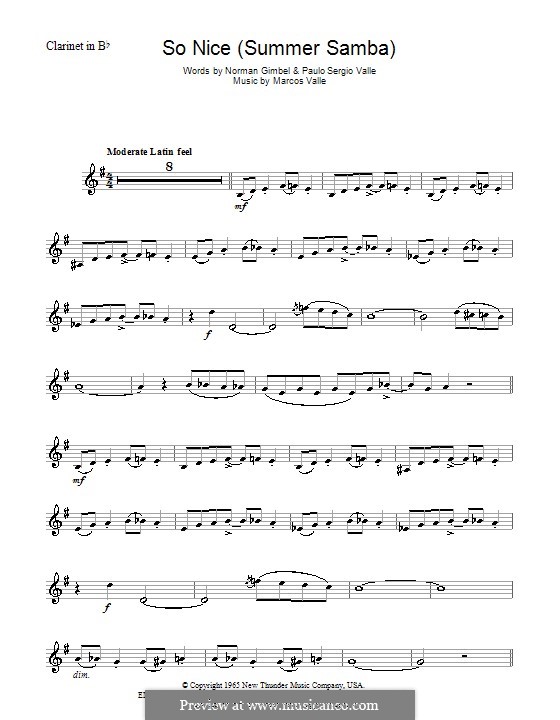 So Nice (Summer Samba): Für Klarinette by Marcos Valle, Paulo Sergio Valle