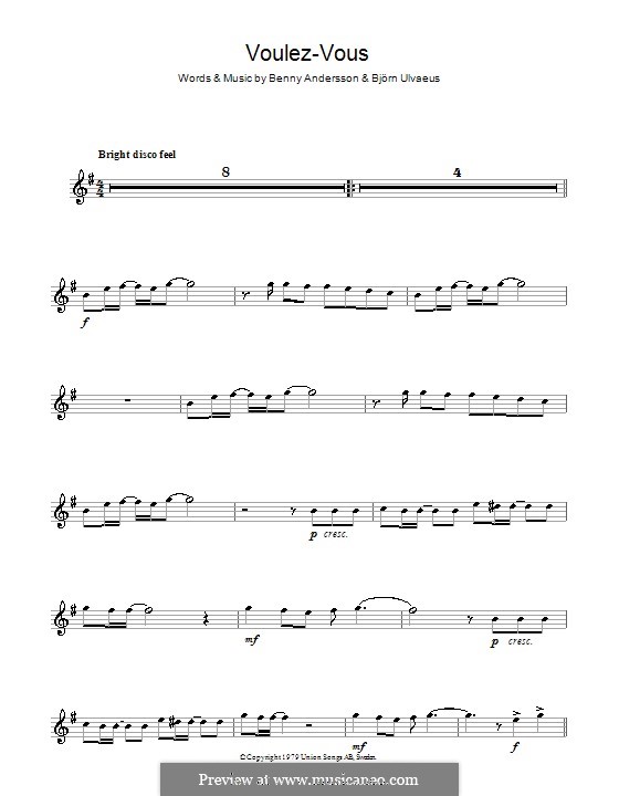Voulez Vous (ABBA): Für Altsaxophon by Benny Andersson, Björn Ulvaeus