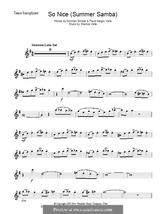 So Nice (Summer Samba): Für Tenorsaxophon by Marcos Valle, Paulo Sergio Valle