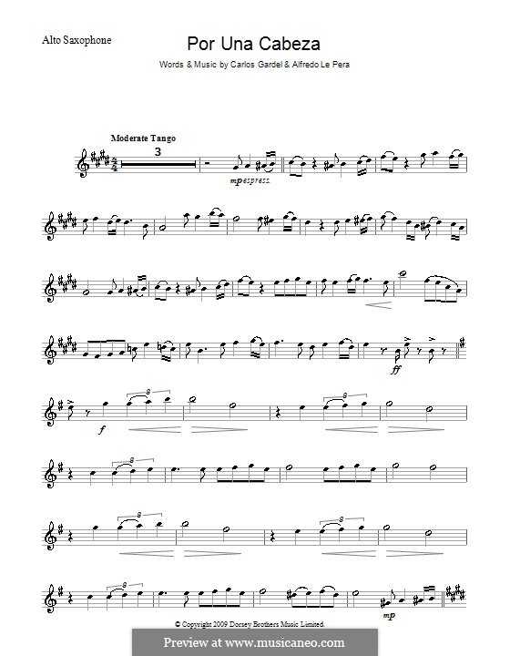 Por Una Cabeza: Für Altsaxophon by Carlos Gardel