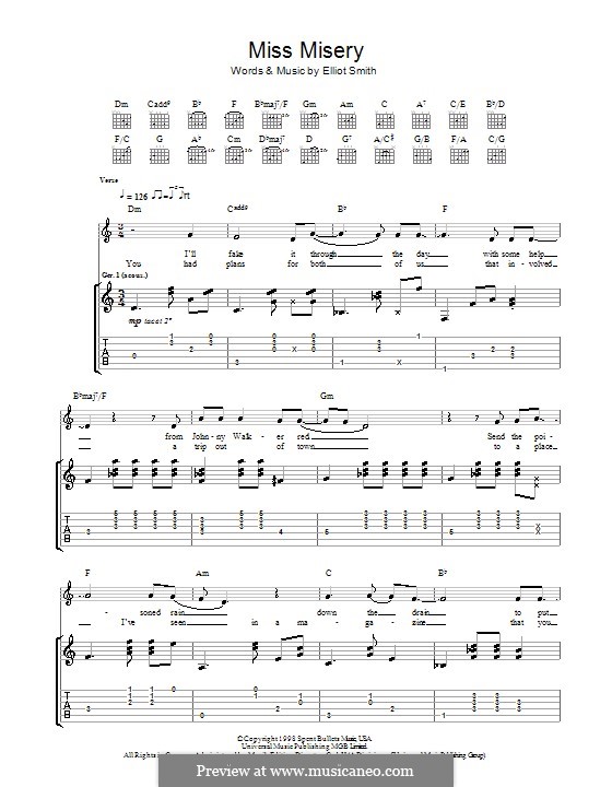 Miss Misery: Für Gitarre mit Tab by Elliott Smith