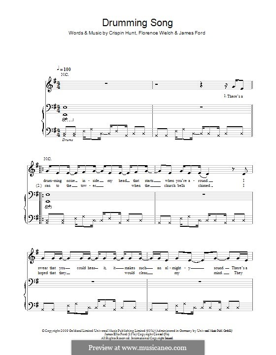 Drumming Song (Florence and The Machine): Für Stimme und Klavier (oder Gitarre) by James S. Ford, Crispin Hunt, Florence Welch