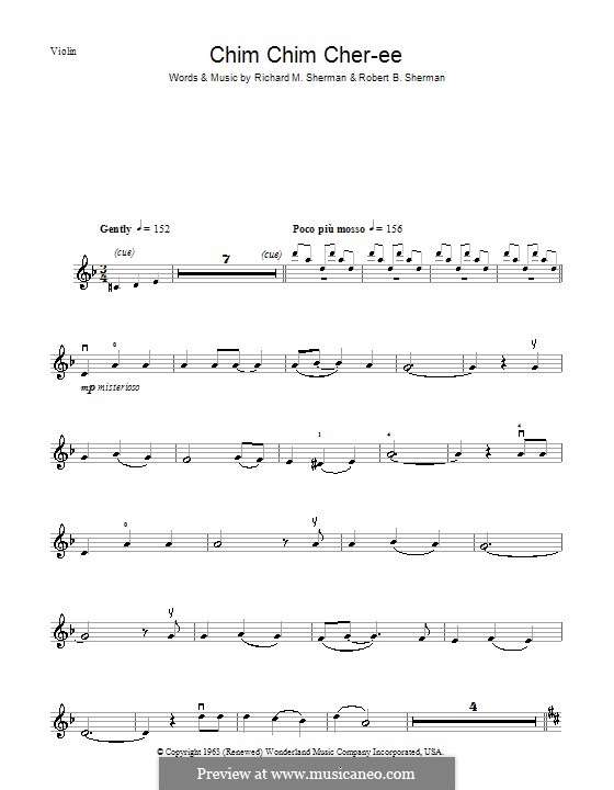 Chim Chim Cher-ee (from Mary Poppins): Für Violine by Richard M. Sherman, Robert B. Sherman
