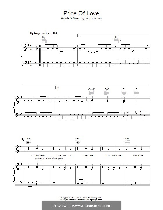 Price of Love (Bon Jovi): Für Stimme und Klavier (oder Gitarre) by Jon Bon Jovi