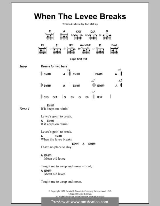 When the Levee Breaks (Led Zeppelin): Texte und Akkorde by Joe McCoy