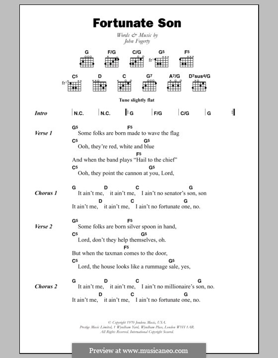 Fortunate Son (Creedence Clearwater Revival): Text und Akkorde by John C. Fogerty