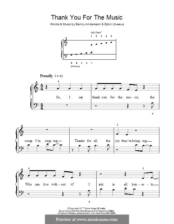 Thank You for the Music (ABBA): Für Klavier, leicht by Benny Andersson, Björn Ulvaeus