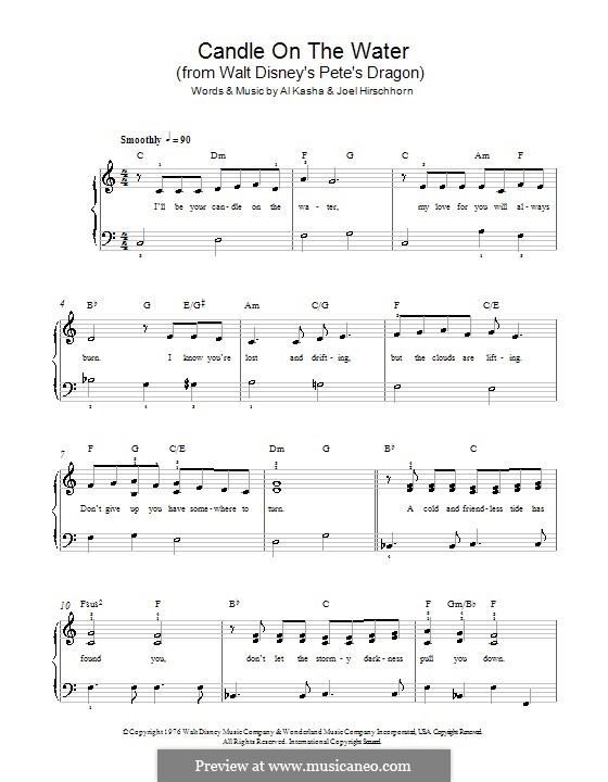 Candle on the Water (from Walt Disney's Pete's Dragon): Für Klavier, leicht by Al Kasha, Joel Hirschhorn