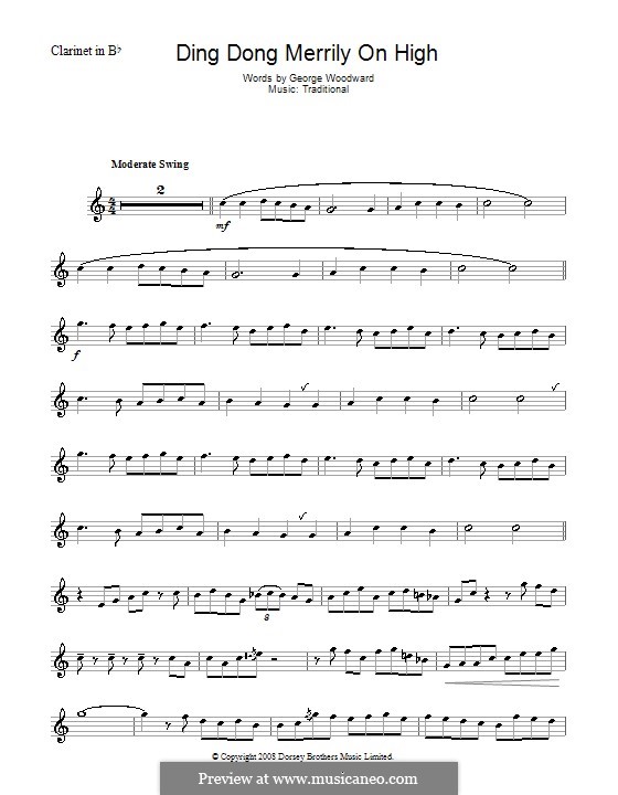 Ding Dong! Merrily on High (Printable Scores): Für Klarinette by folklore