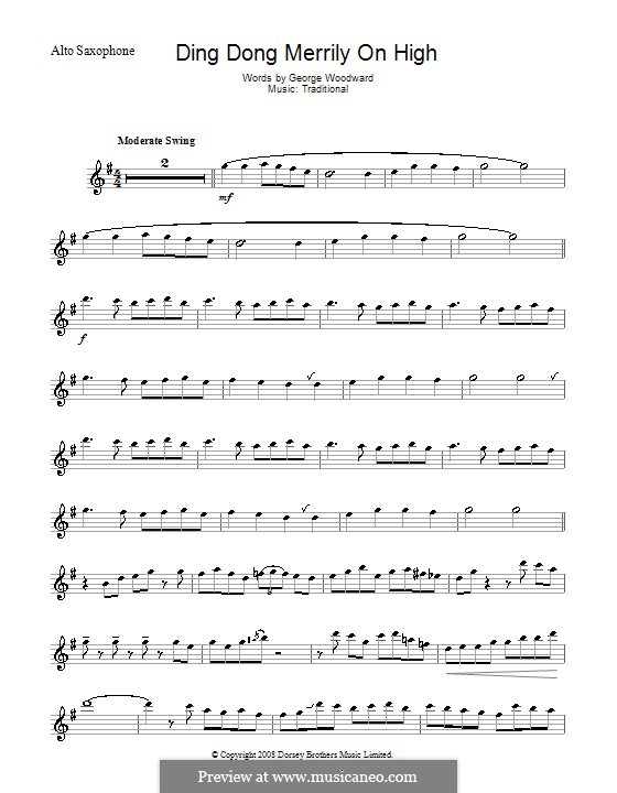 Ding Dong! Merrily on High (Printable Scores): Für Altsaxophon by folklore