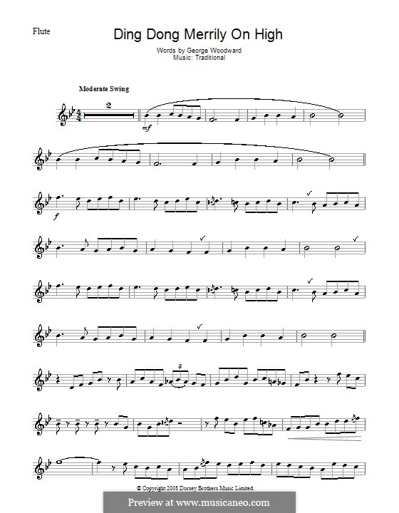 Ding Dong! Merrily on High (Printable Scores): Für Flöte by folklore