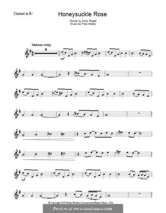 Honeysuckle Rose: Für Klarinette by Fats Waller