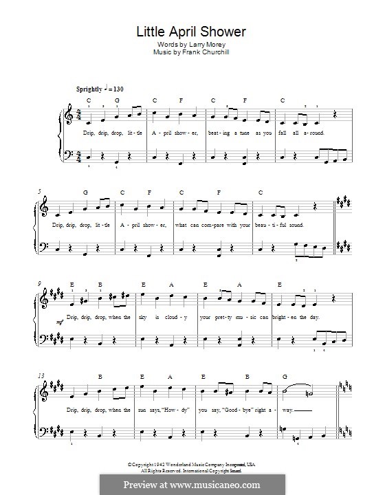 Little April Shower (from Bambi): Für Klavier, leicht by Frank Churchill