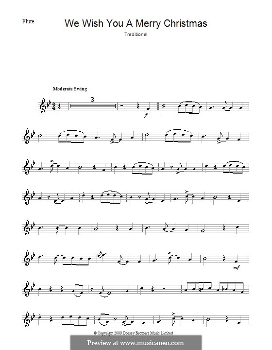 We Wish You a Merry Christmas (Printable Scores): Für Flöte by folklore