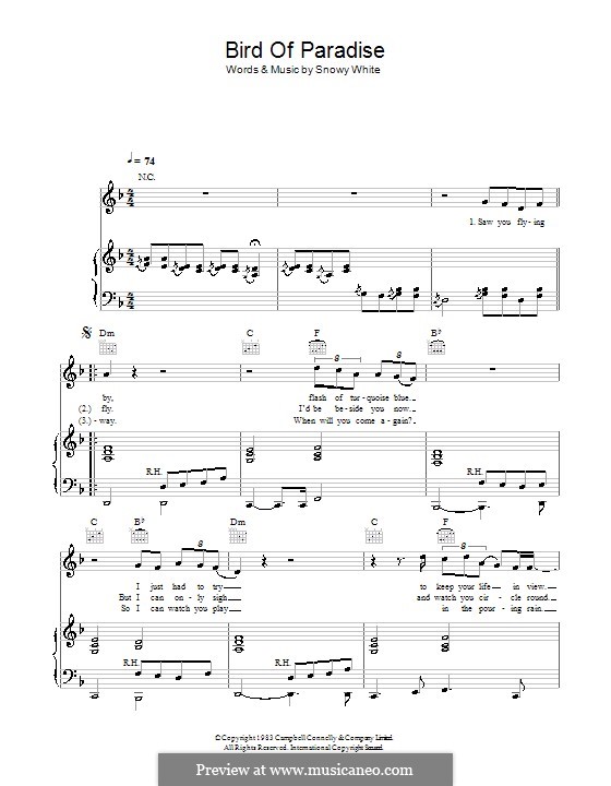 Bird of Paradise: Für Stimme und Klavier (oder Gitarre) by Snowy White
