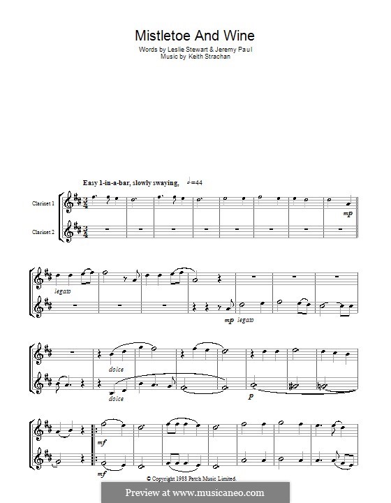 Mistletoe and Wine (Cliff Richard): Für zwei Klarinetten by Keith Strachan