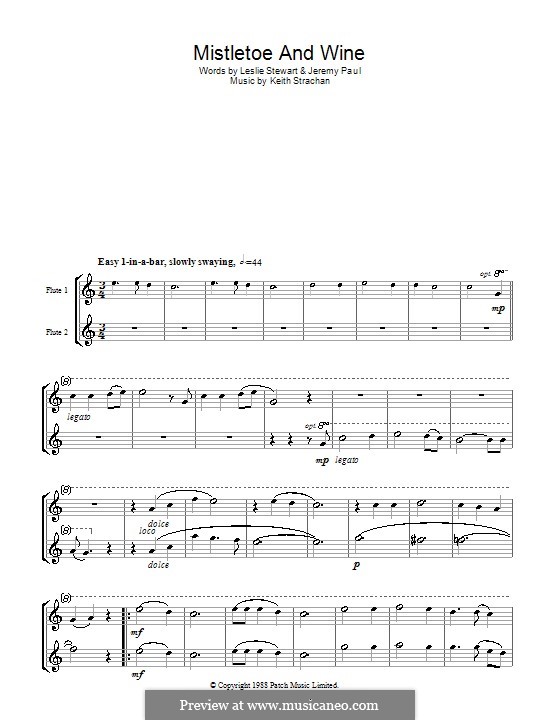 Mistletoe and Wine (Cliff Richard): Für zwei Flöten by Keith Strachan