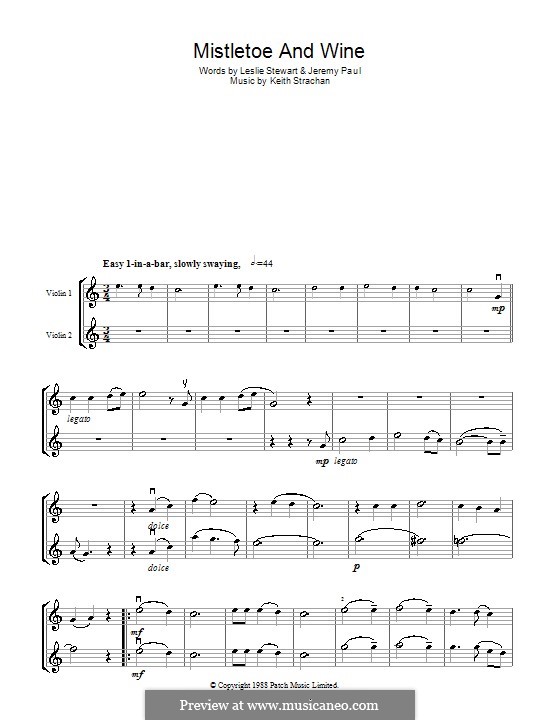 Mistletoe and Wine (Cliff Richard): Für zwei Violinen by Keith Strachan
