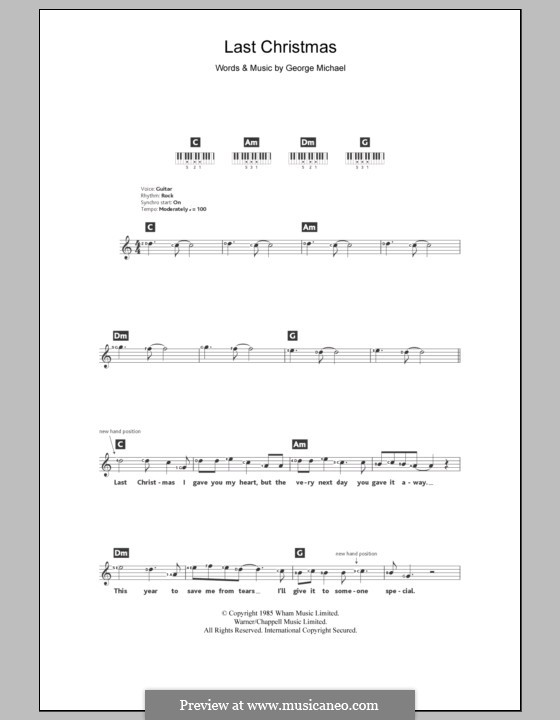 Last Christmas (Wham!): Für Keyboard by George Michael