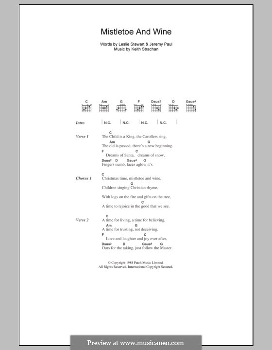 Mistletoe and Wine (Cliff Richard): Texte und Akkorde by Keith Strachan