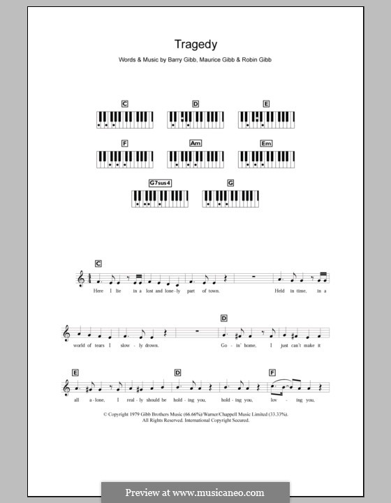 Tragedy (The Bee Gees): Für Keyboard by Barry Gibb, Maurice Gibb, Robin Gibb