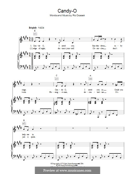 Candy-O: Für Stimme und Klavier (oder Gitarre) by Ric Ocasek