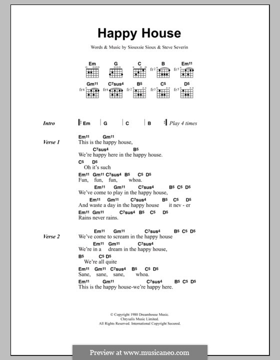 Happy House (Siouxsie & The Banshees): Texte und Akkorde by Siouxsie Sioux, Steve Severin