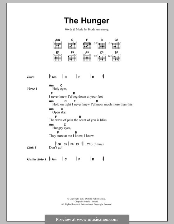 The Hunger (The Distillers): Text und Akkorde by Brody Armstrong