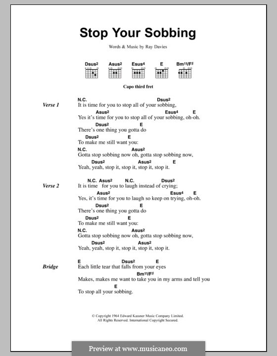 Stop Your Sobbing (The Pretenders): Text und Akkorde by Ray Davies