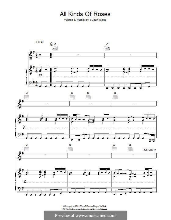 All Kinds of Roses: Für Stimme und Klavier (oder Gitarre) by Yusuf Islam