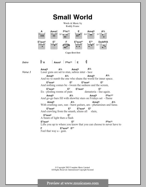 Small World: Text und Akkorde by Roddy Frame